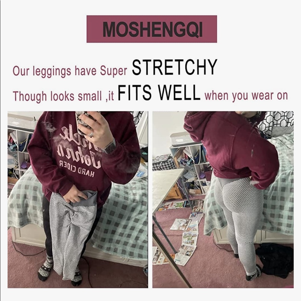 Grey butt lifting high waisted leggings - Picture 4 of 8